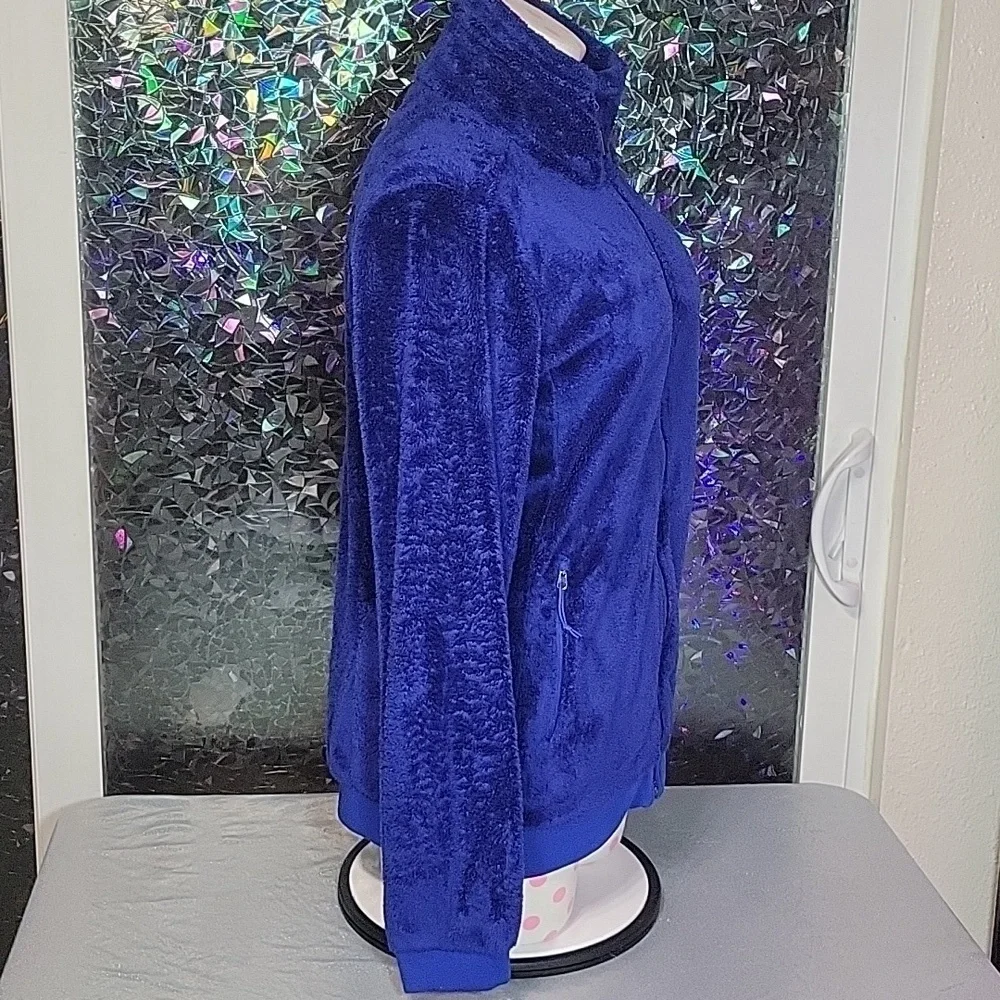 Y2K The Northface Teddy Bear 'Osito' Zip Up Jacket Coat Dark Royal Blue SZ:M